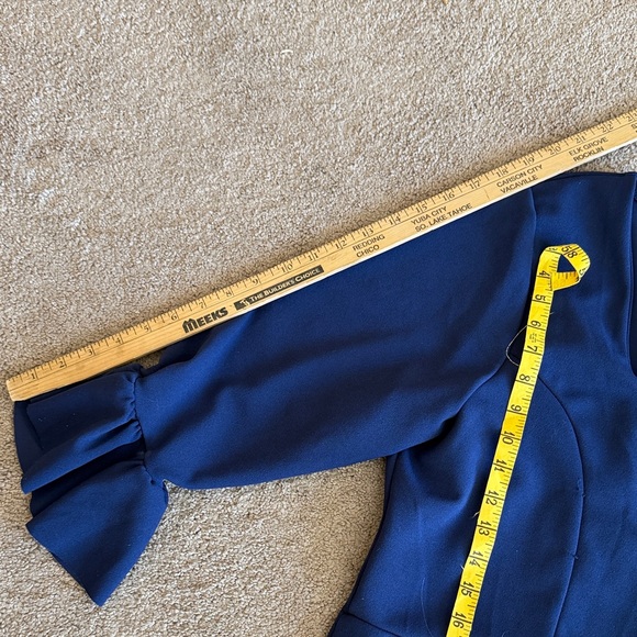 Bella Flore Navy 3/4 “ Long Sleeve Dress with Ruffle Cuffs - Picture 9 of 9